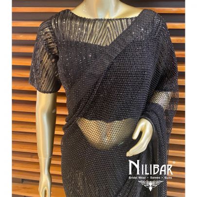 Black Net Saree