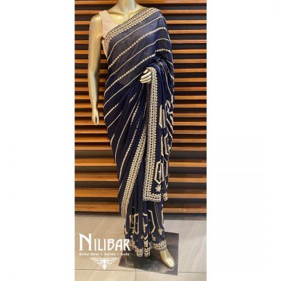 Deep Blue Organza Saree