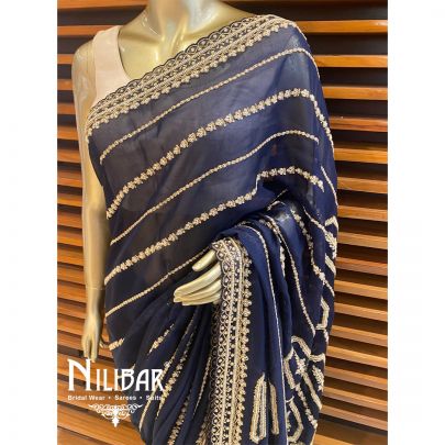 Deep Blue Organza Saree