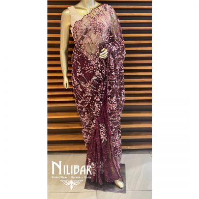 Wine Net Saree
