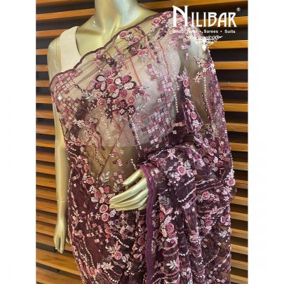 Wine Net Saree