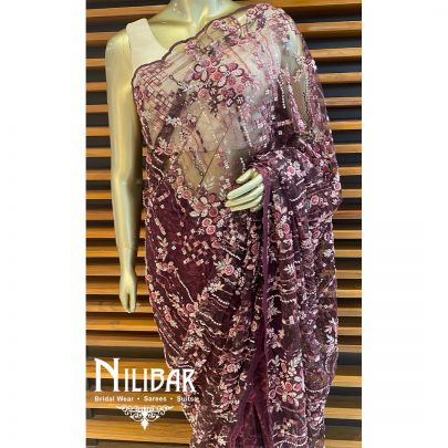 Wine Net Saree