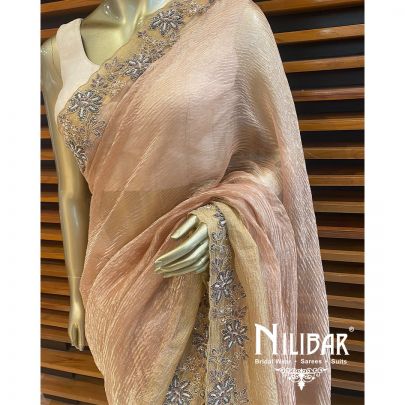 Rose Gold Organza Saree