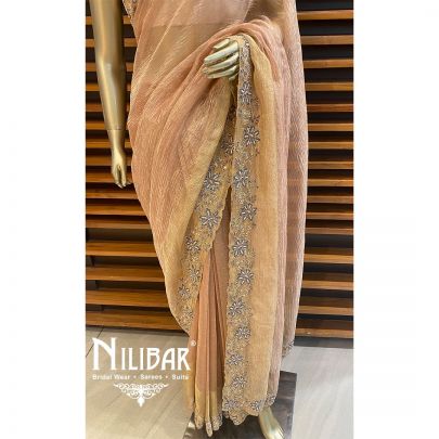 Rose Gold Organza Saree