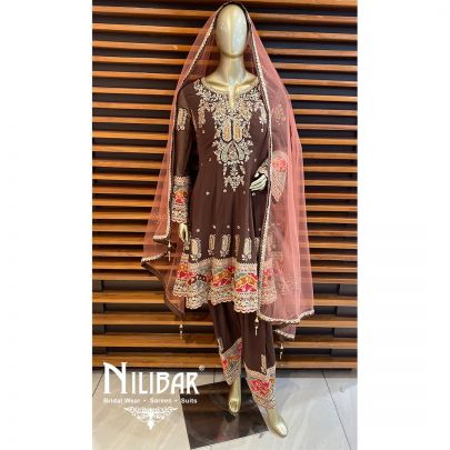 Brown Georgette Salwar Suit