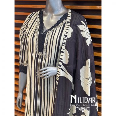 Black And White Cotton Pant Suit