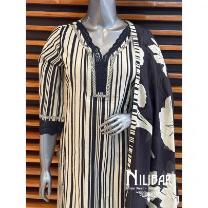 Black And White Cotton Pant Suit