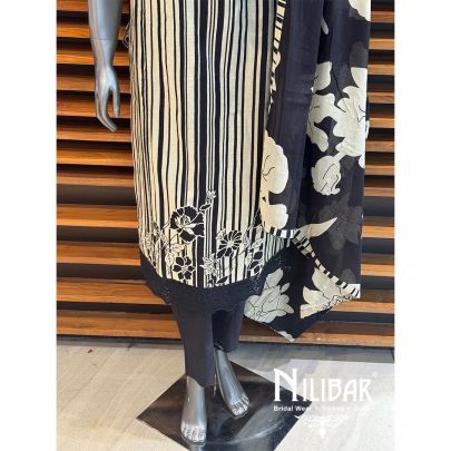 Black And White Cotton Pant Suit