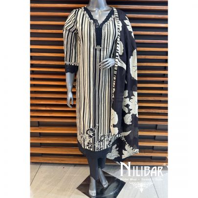 Black And White Cotton Pant Suit