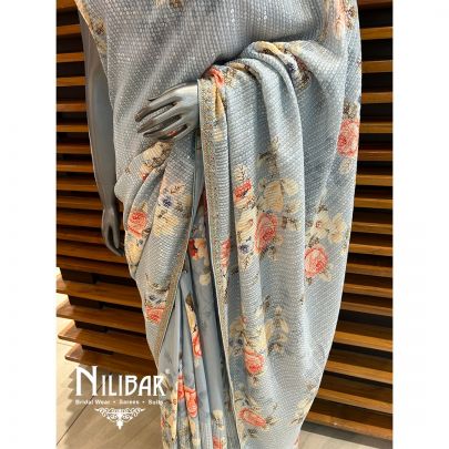 Powder Blue Georgette Saree