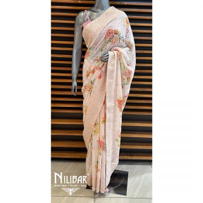 Powder Pink Georgette Saree