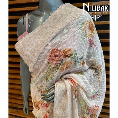 Powder Pink Georgette Saree