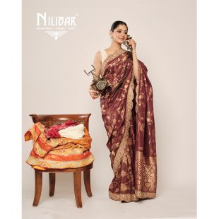 Purple Wine Banarasi Silk Saree