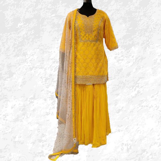 Yellow Sharara Suit 39 cm 15.4 in bust (armpit to armpit): yellow sharara suit