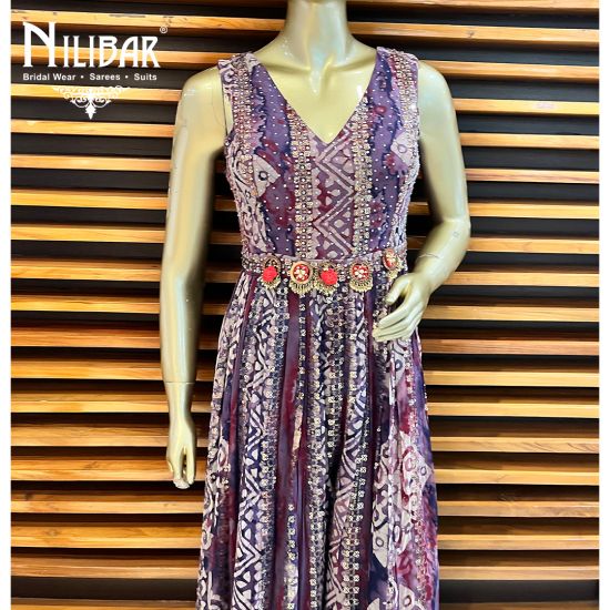 Mauve Floral Print Jumpsuit, Indo Western Dress For Women, Indian Dress |  eBay