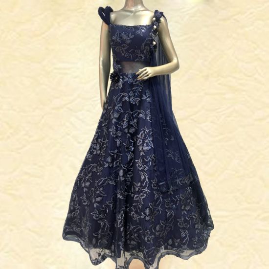 royal blue net gown