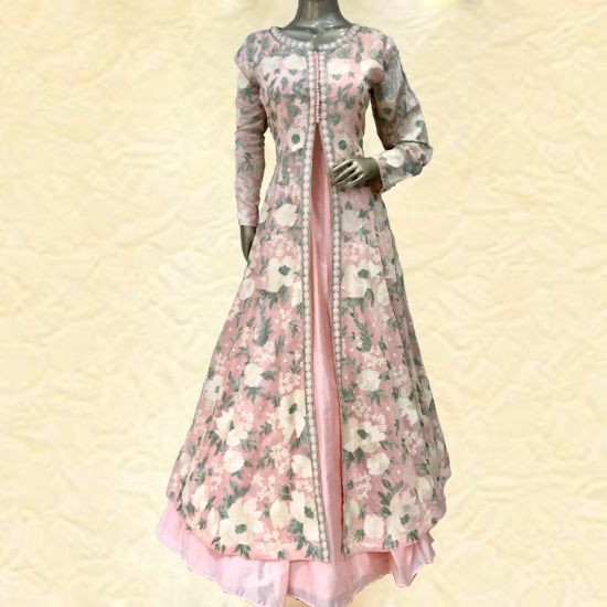 peach anarkali suits