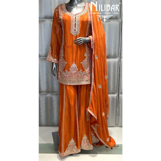 Orange palazzo suits sales