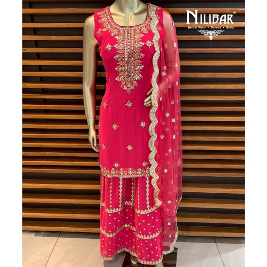 magenta sharara suit