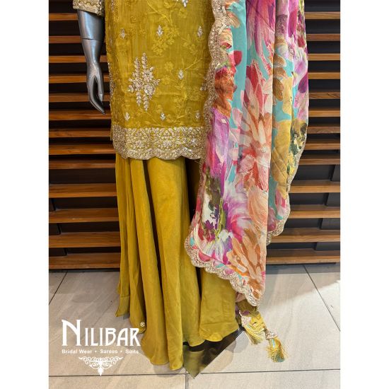 Mehendi Green Lame Palazzo Suit