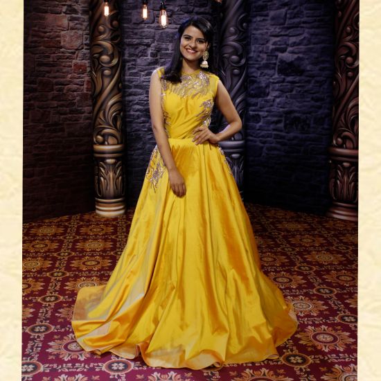 yellow silk gown