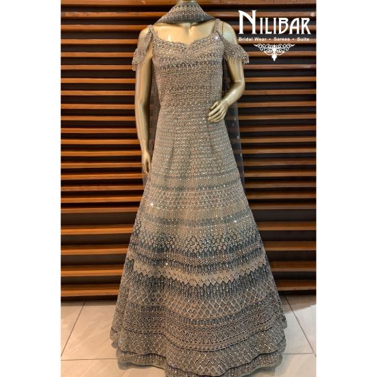 Peacock Blue Color With Rich Embroidery Work New Designer Gown