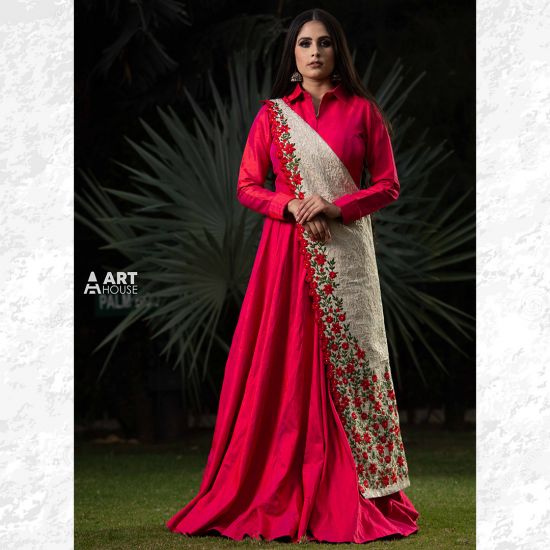 raw silk anarkali suits