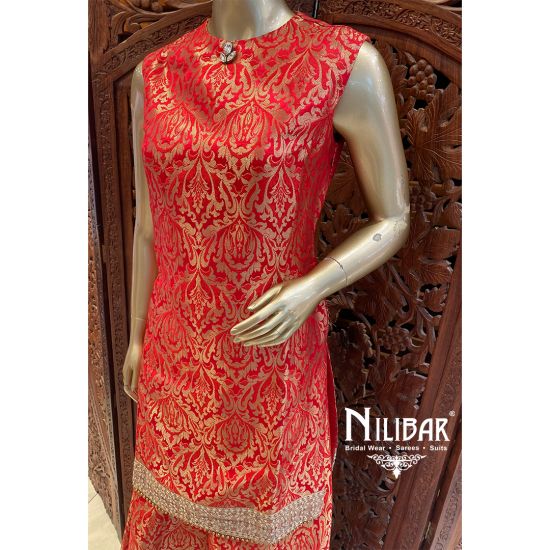 Brocade palazzo suits top
