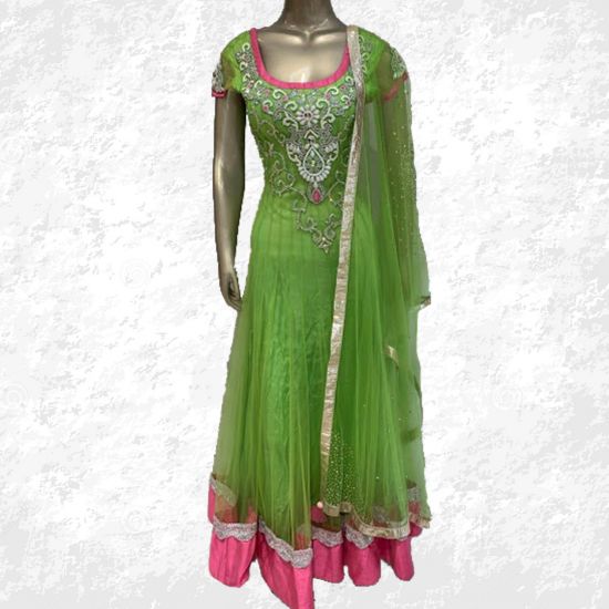 parrot green anarkali suit