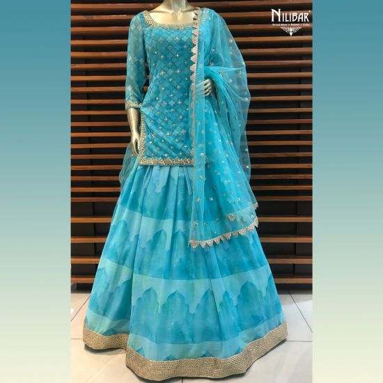 sky blue ghagra