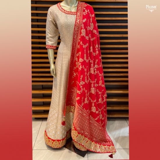 red anarkali suit