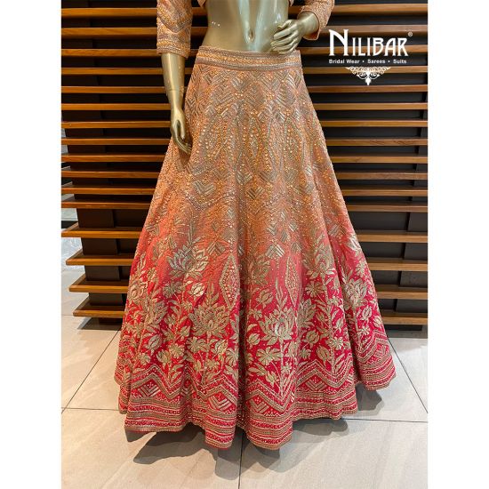 Pink golden bridal lehenga shop