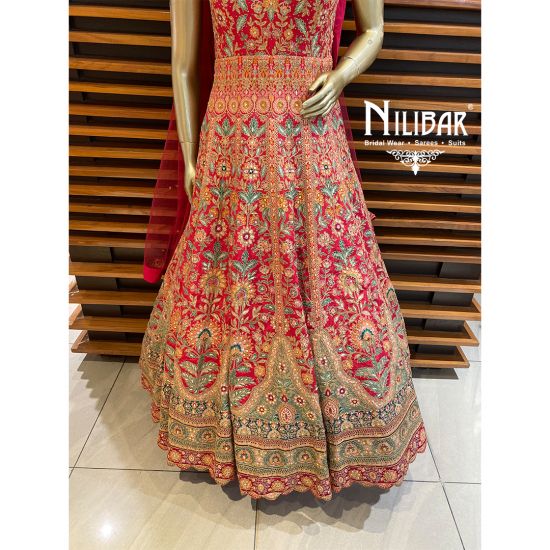 Hot Pink Silk and Net Anarkali Suit